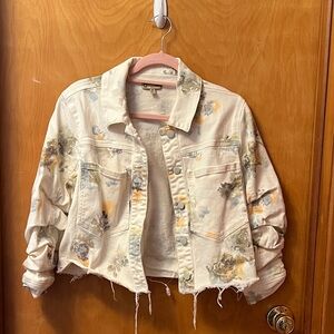 Democracy Cream Floral Jean Jacket